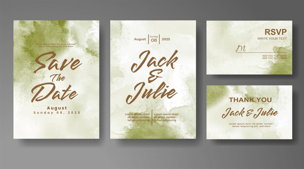 Invitación de boda con fondo de acuarela abstracta