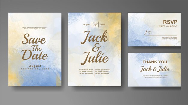 Invitación de boda con fondo de acuarela abstracta