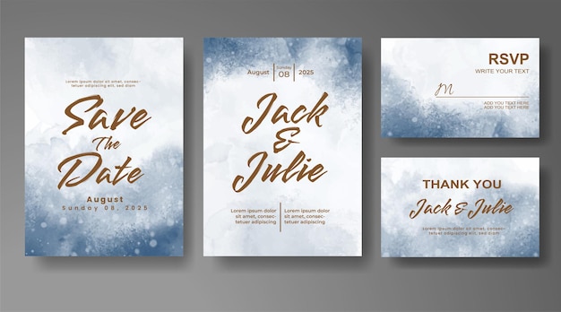 Invitación de boda con fondo de acuarela abstracta
