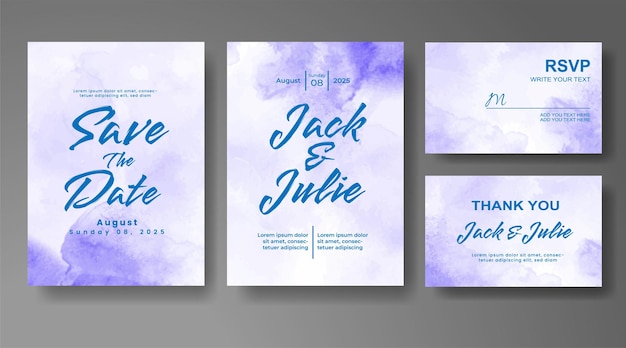 Invitación de boda con fondo de acuarela abstracta