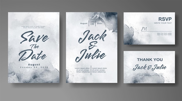 Invitación de boda con fondo de acuarela abstracta