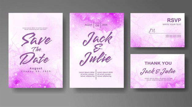 Invitación de boda con fondo de acuarela abstracta
