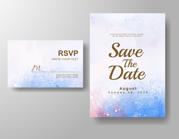 Invitación de boda con fondo de acuarela abstracta