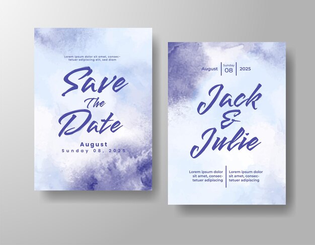 Invitación de boda con fondo de acuarela abstracta