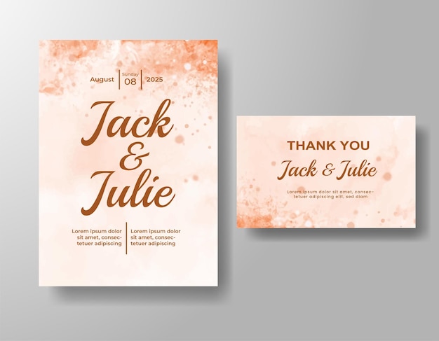 Invitación de boda con fondo de acuarela abstracta