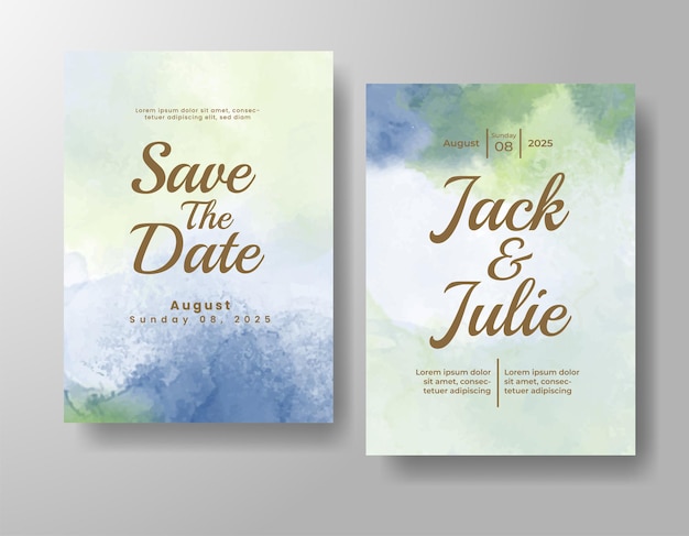 Invitación de boda con fondo de acuarela abstracta