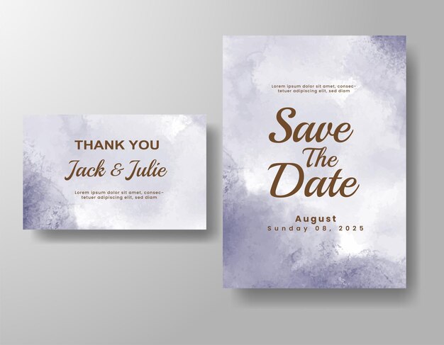 Invitación de boda con fondo de acuarela abstracta