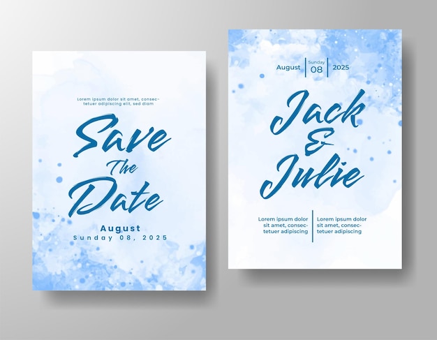 Invitación de boda con fondo de acuarela abstracta