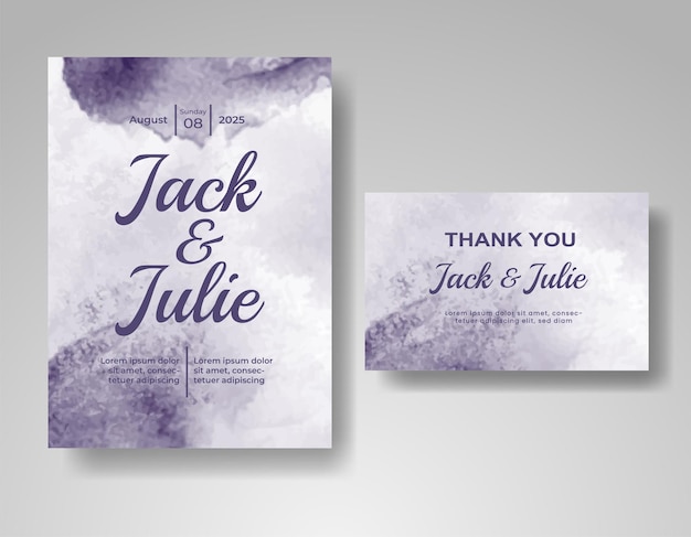 Invitación de boda con fondo de acuarela abstracta