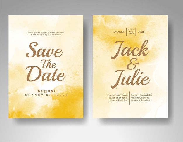 Invitación de boda con fondo de acuarela abstracta