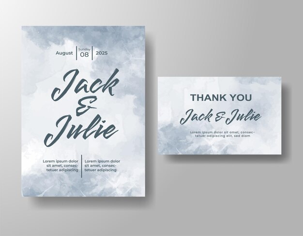 Invitación de boda con fondo de acuarela abstracta