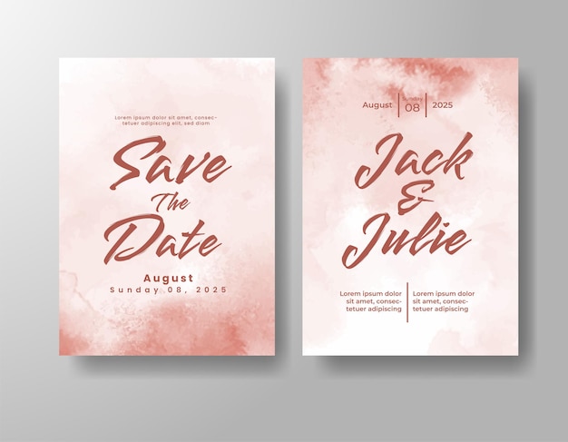Invitación de boda con fondo de acuarela abstracta