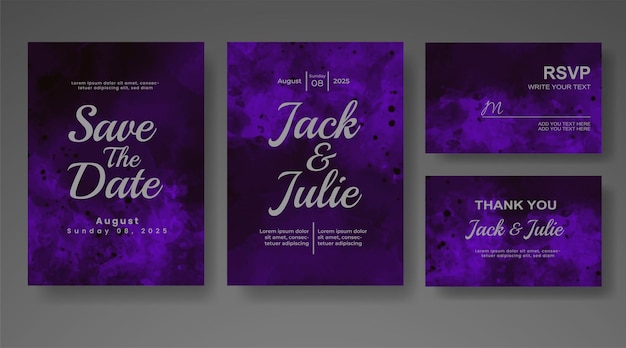 Invitación de boda con fondo de acuarela abstracta