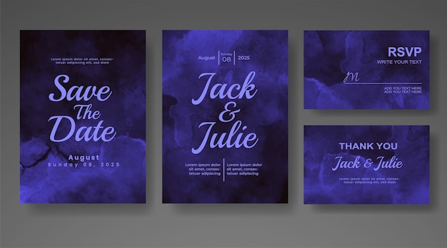 Invitación de boda con fondo de acuarela abstracta