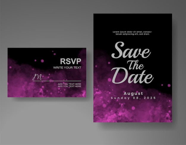 Invitación de boda con fondo de acuarela abstracta