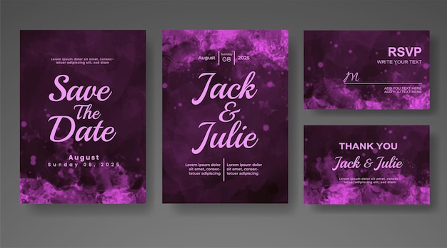 Invitación de boda con fondo de acuarela abstracta