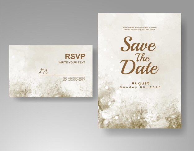 Invitación de boda con fondo de acuarela abstracta
