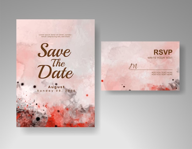 Invitación de boda con fondo de acuarela abstracta