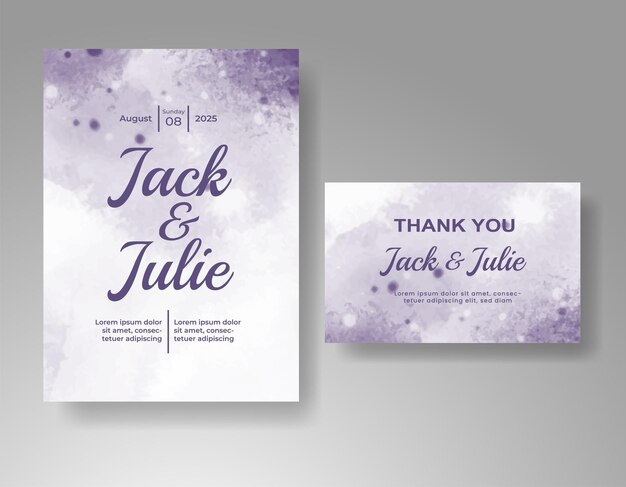 Invitación de boda con fondo de acuarela abstracta