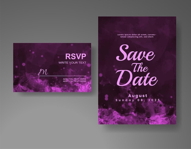 Invitación de boda con fondo de acuarela abstracta
