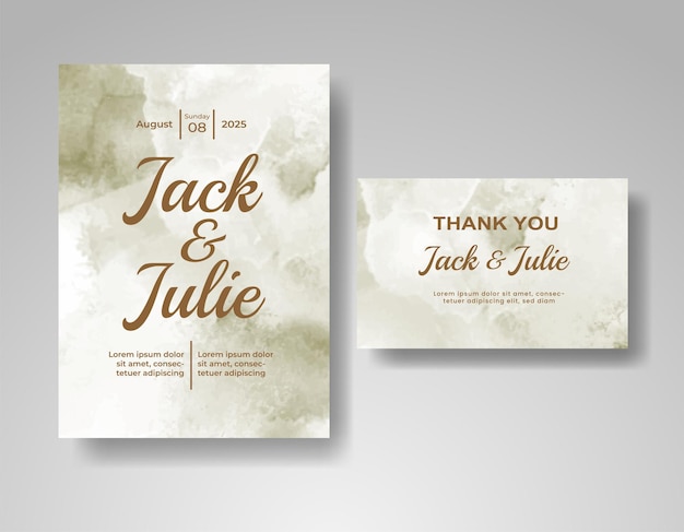 Invitación de boda con fondo de acuarela abstracta