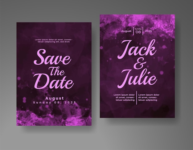 Invitación de boda con fondo de acuarela abstracta