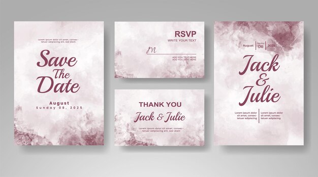 Invitación de boda con fondo de acuarela abstracta