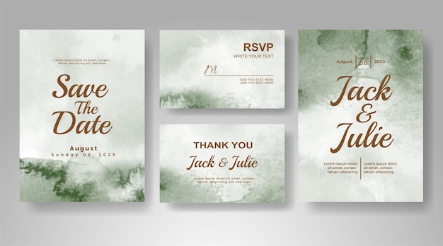 Invitación de boda con fondo de acuarela abstracta
