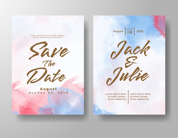 Invitación de boda con fondo de acuarela abstracta