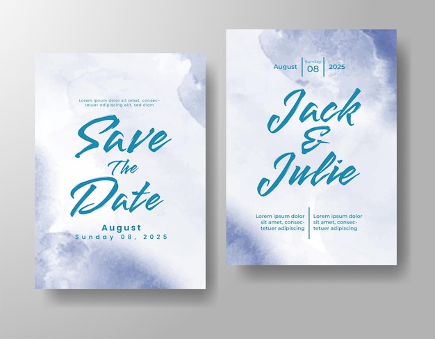 Invitación de boda con fondo de acuarela abstracta