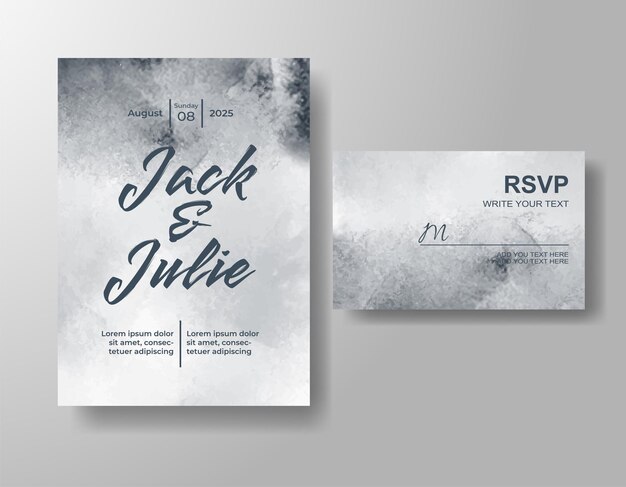 Invitación de boda con fondo de acuarela abstracta