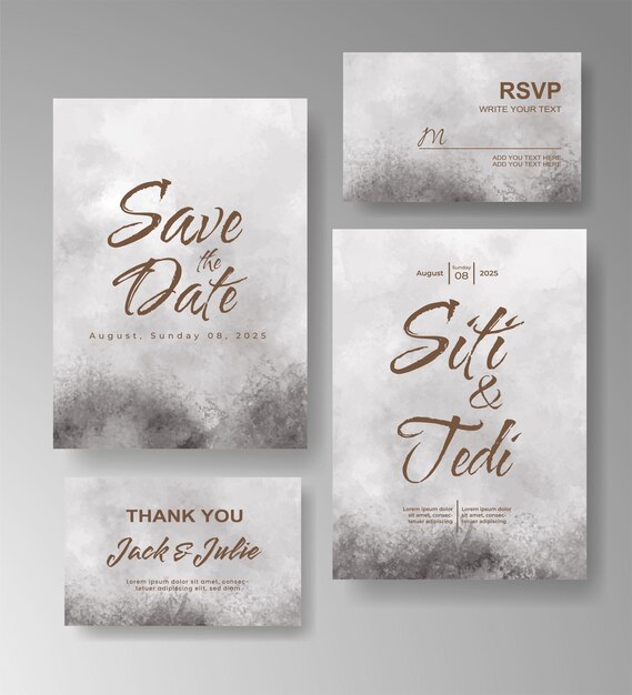 Invitación de boda con fondo de acuarela abstracta