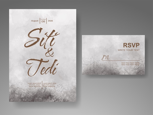 Invitación de boda con fondo de acuarela abstracta