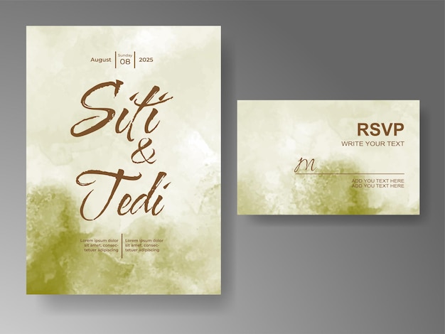 Invitación de boda con fondo de acuarela abstracta