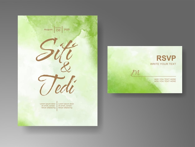 Invitación de boda con fondo de acuarela abstracta