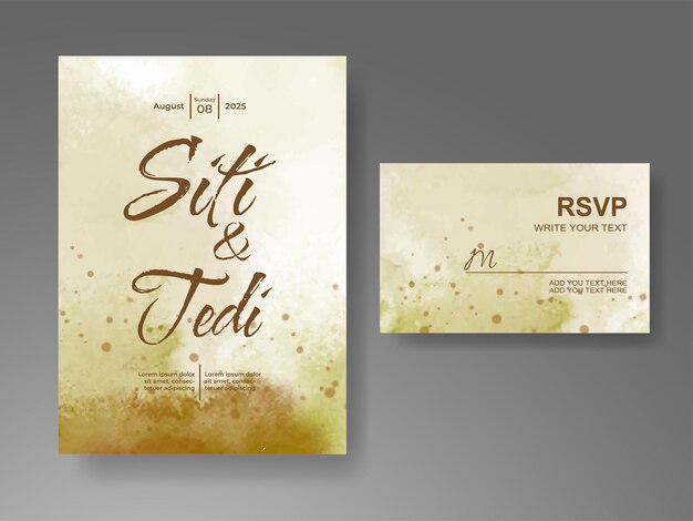 Invitación de boda con fondo de acuarela abstracta