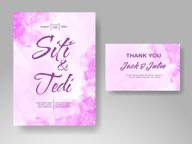 Invitación de boda con fondo de acuarela abstracta
