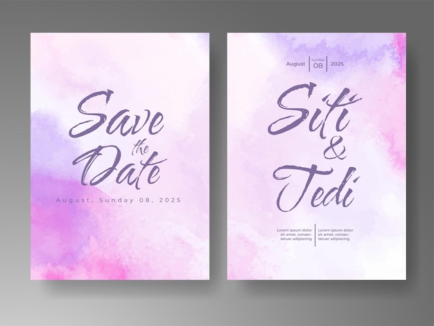 Invitación de boda con fondo de acuarela abstracta