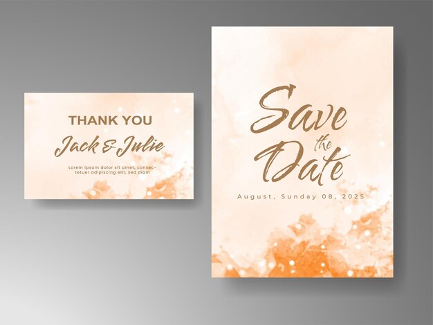 Invitación de boda con fondo de acuarela abstracta