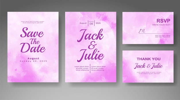 Invitación de boda con fondo de acuarela abstracta
