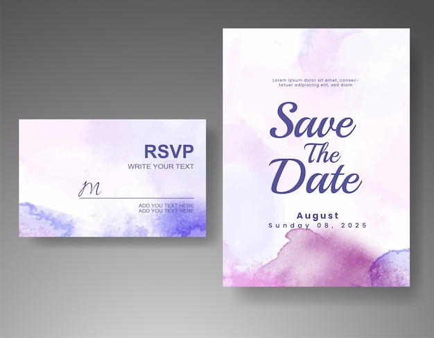 Invitación de boda con fondo de acuarela abstracta