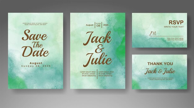 Invitación de boda con fondo de acuarela abstracta
