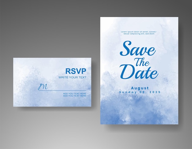 Invitación de boda con fondo de acuarela abstracta