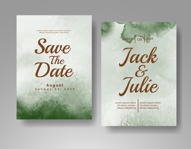Invitación de boda con fondo de acuarela abstracta