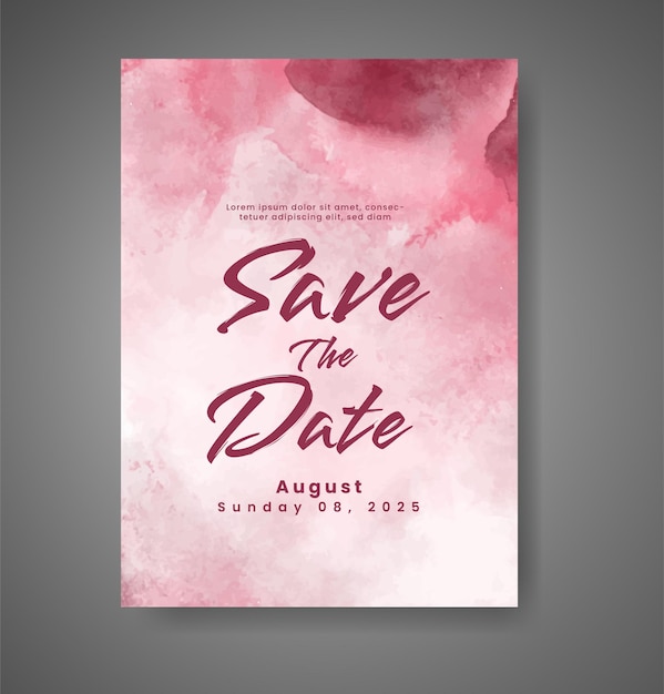 Invitación de boda con fondo de acuarela abstracta