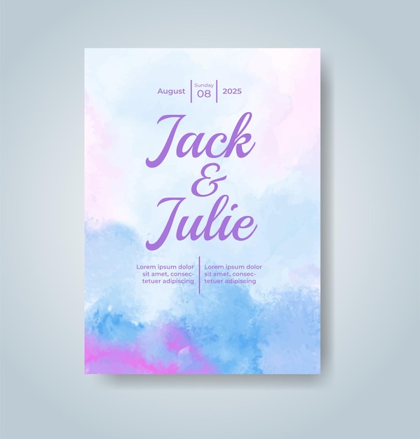 Invitación de boda con fondo de acuarela abstracta