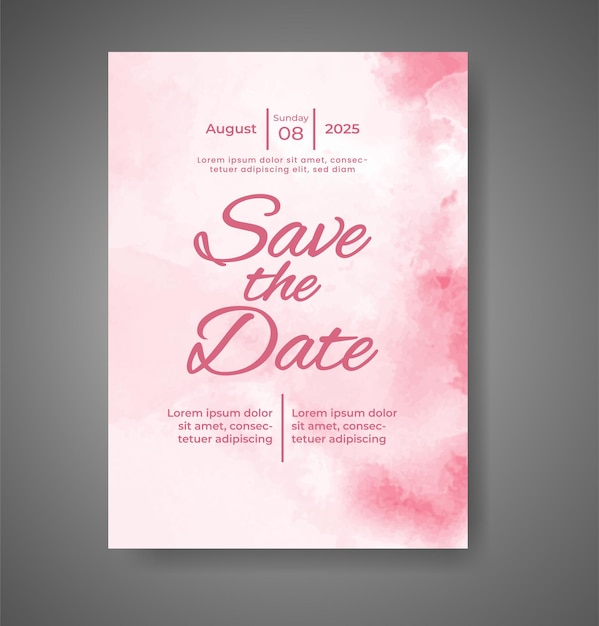 Invitación de boda con fondo de acuarela abstracta