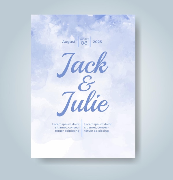 Invitación de boda con fondo de acuarela abstracta