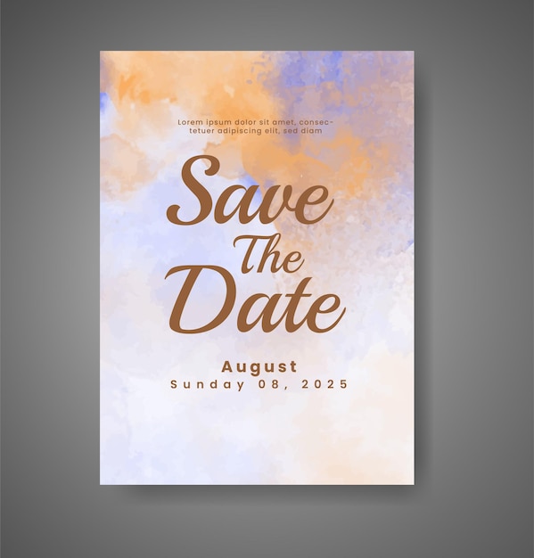 Invitación de boda con fondo de acuarela abstracta