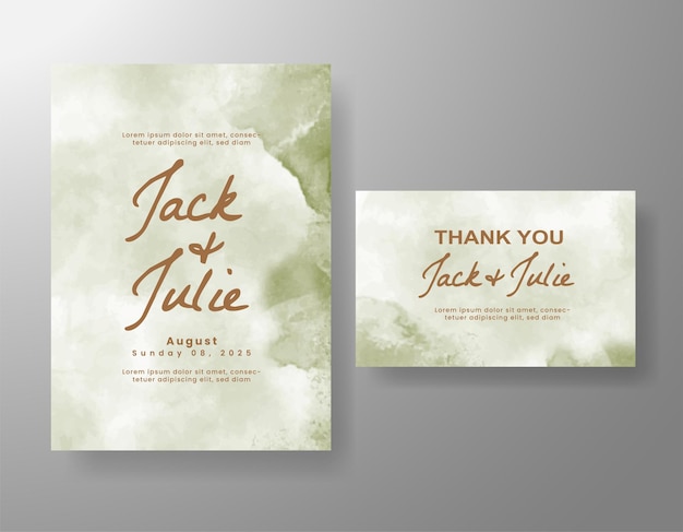 Invitación de boda con fondo de acuarela abstracta